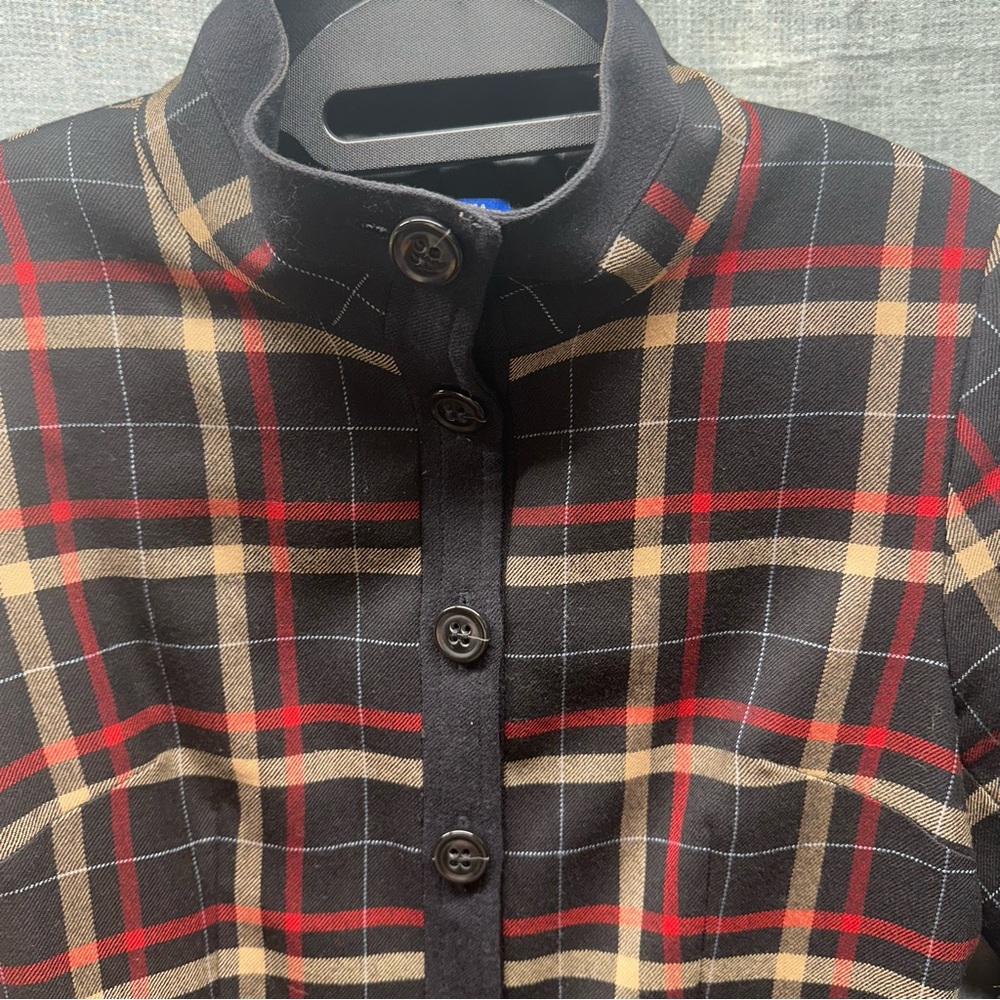Vintage Pendleton 100’/, Wool Plaid Blazer Jacket 6 Petite Red Tan Black Tartan - Picture 2 of 12